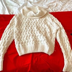 White Kendal and Kylie Cable Sweater